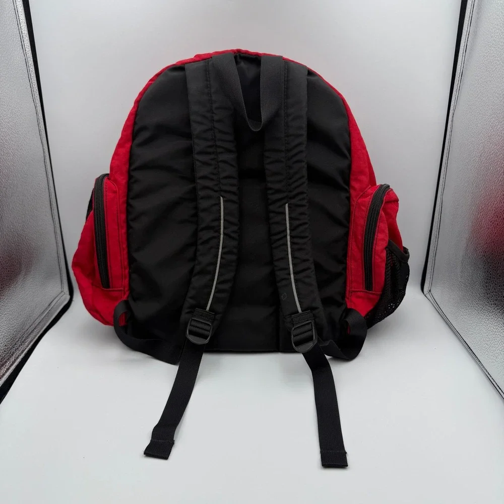 L.L.Bean Kids Backpack Red Black Shark Embroidery Multiple Compartments